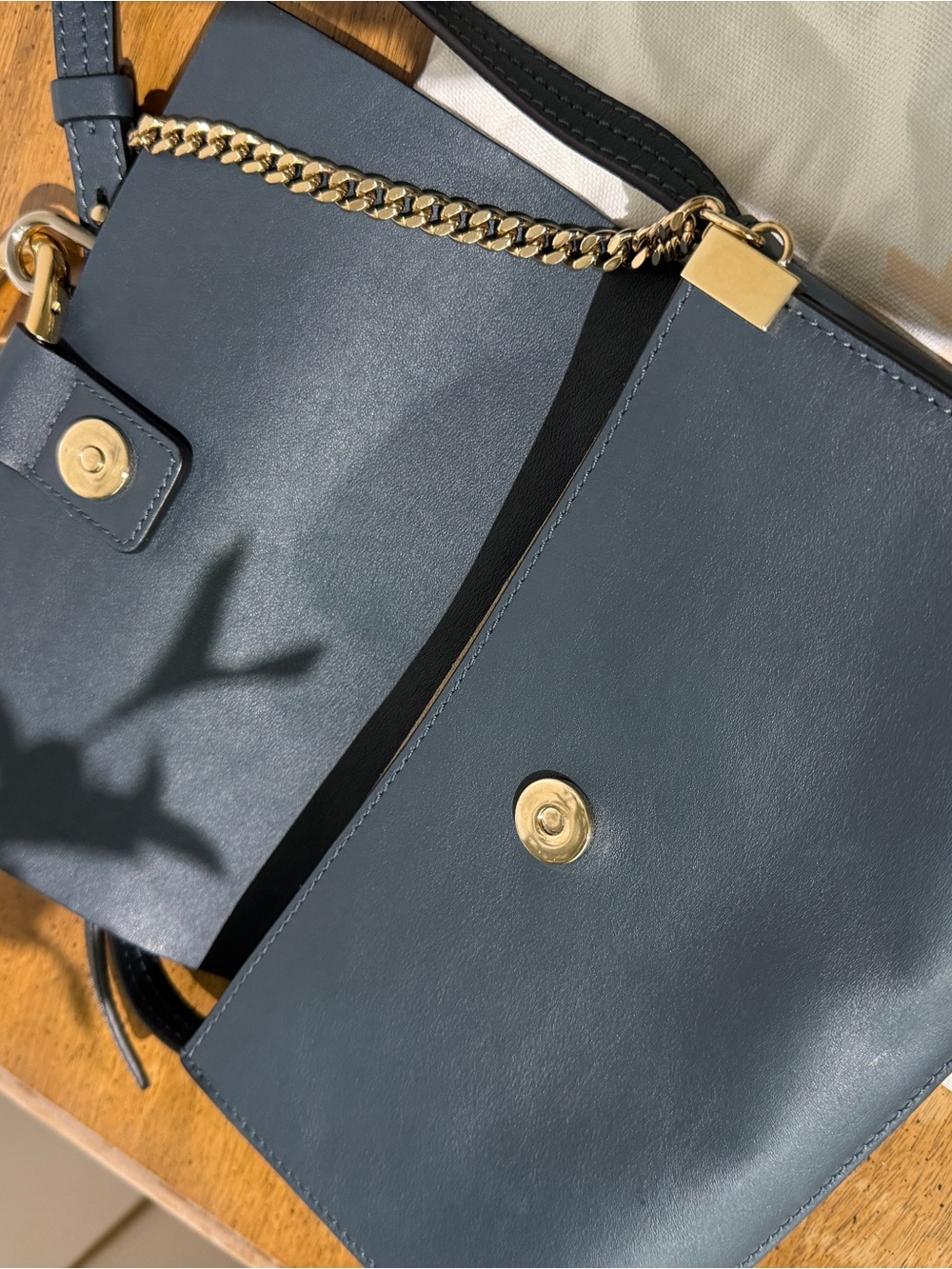 Authentic Chloé Faye Small Shoulder Bag Navy Suede Leather 3S1127-H20 w Dust Bag - Picture 6 of 12